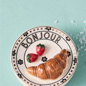 Anthropologie tiny trinket box Bonjour with Croissant and Strawberry Design